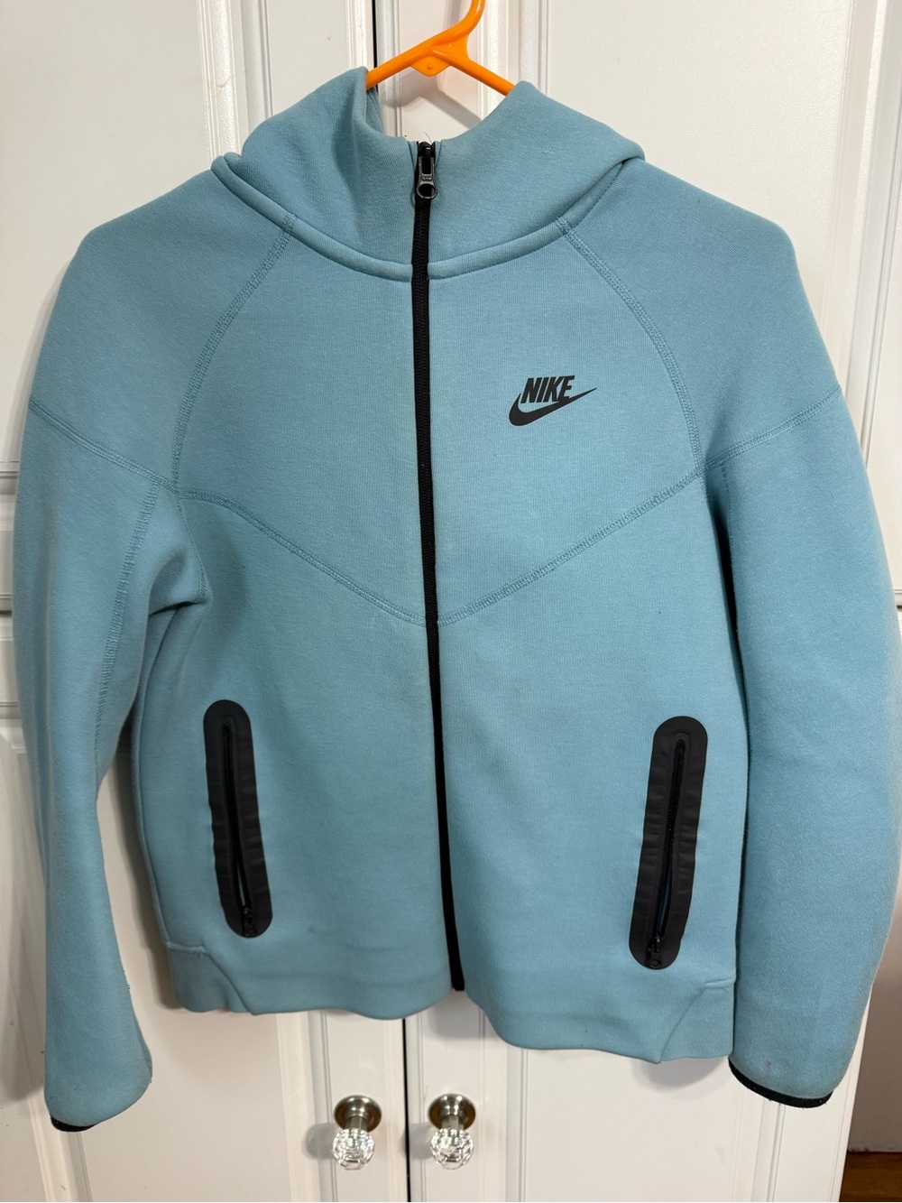 Nike Tech Sky Blue Full-Zip Hoodie with Black Trim